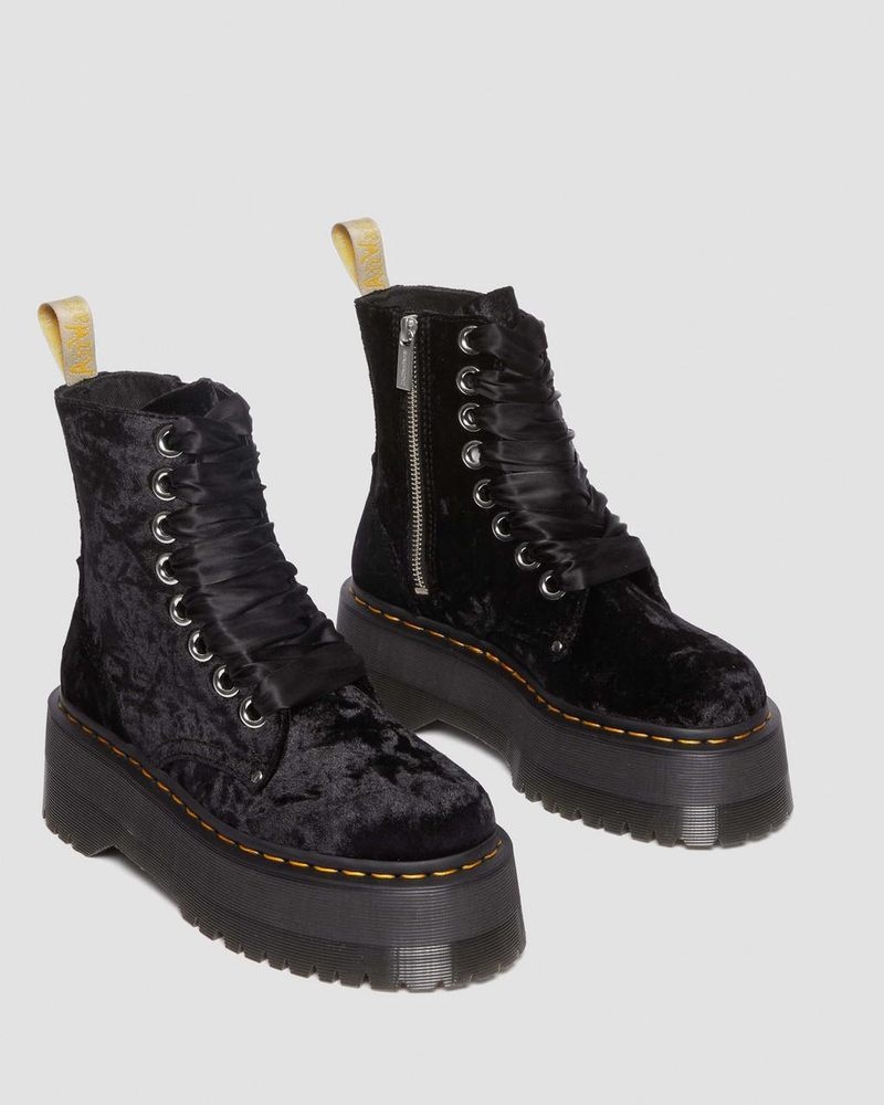 Dr Doc Martens Vegan Jadon Boot Max Crushed Velvet Platforms (Crushed Velvet) Negros | ZS77-B1DV