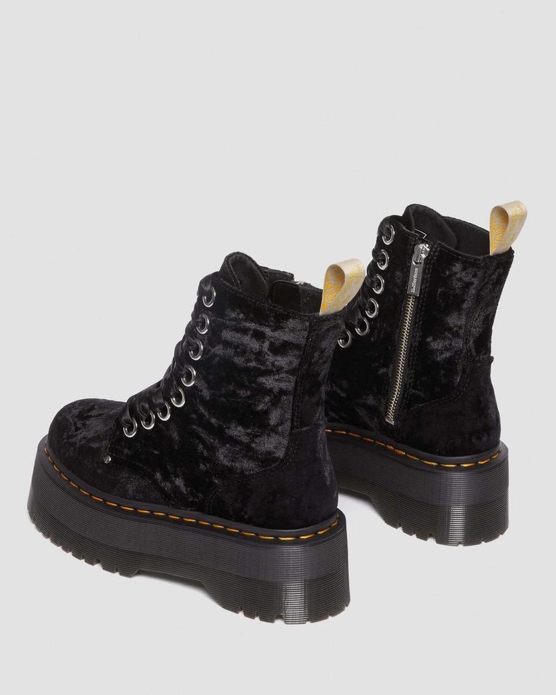 Dr Doc Martens Vegan Jadon Boot Max Crushed Velvet Platforms (Crushed Velvet) Negros | ZS77-B1DV