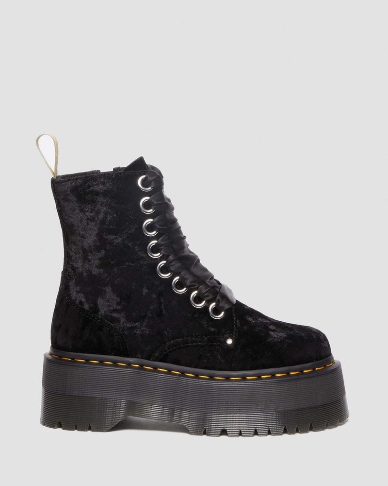 Dr Doc Martens Vegan Jadon Boot Max Crushed Velvet Platforms (Crushed Velvet) Negros | ZS77-B1DV