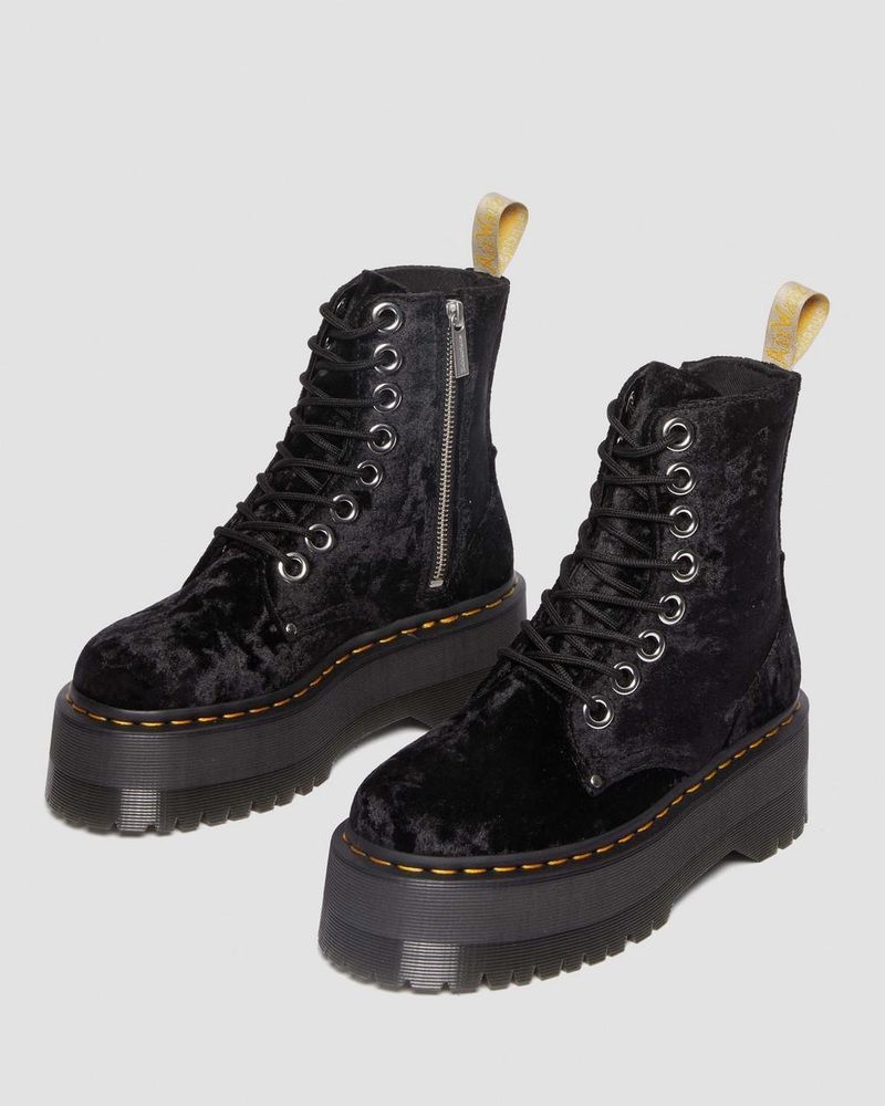 Dr Doc Martens Vegan Jadon Boot Max Crushed Velvet Platforms (Crushed Velvet) Negros | ZS77-B1DV