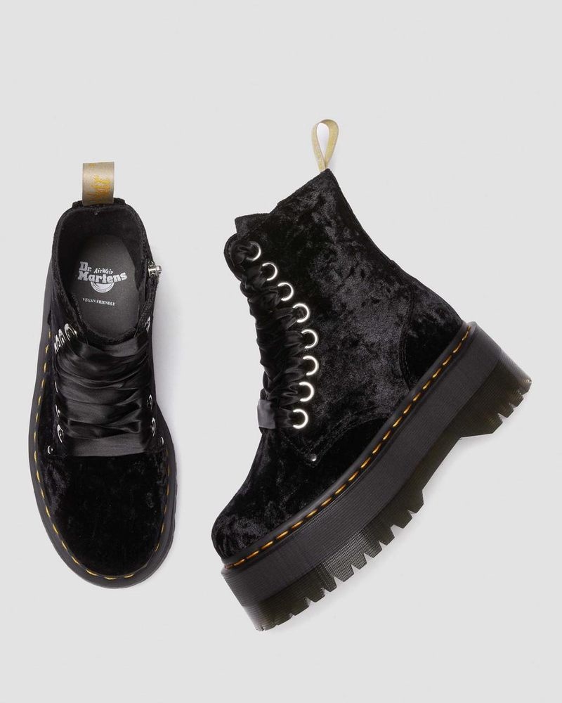 Dr Doc Martens Vegan Jadon Boot Max Crushed Velvet Platforms (Crushed Velvet) Negros | ZS77-B1DV