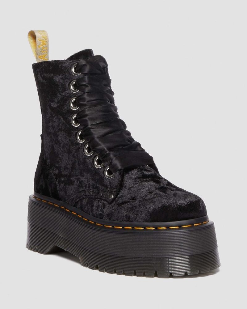 Dr Doc Martens Vegan Jadon Boot Max Crushed Velvet Platforms (Crushed Velvet) Negros | ZS77-B1DV