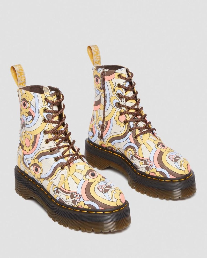 Dr Doc Martens Vegan Jadon Boot Retro Lona Platforms (Lona) Retro Ray | FK46-E1JN