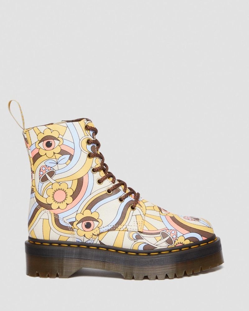 Dr Doc Martens Vegan Jadon Boot Retro Lona Platforms (Lona) Retro Ray | FK46-E1JN