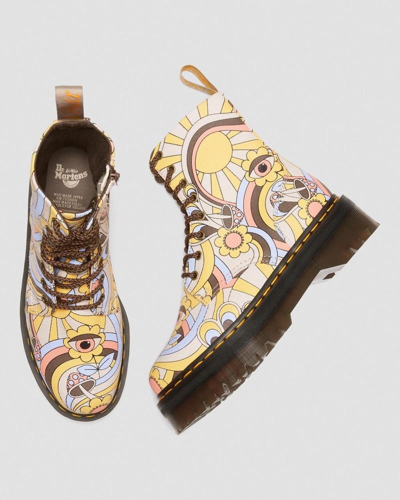 Dr Doc Martens Vegan Jadon Boot Retro Lona Platforms (Lona) Retro Ray | FK46-E1JN