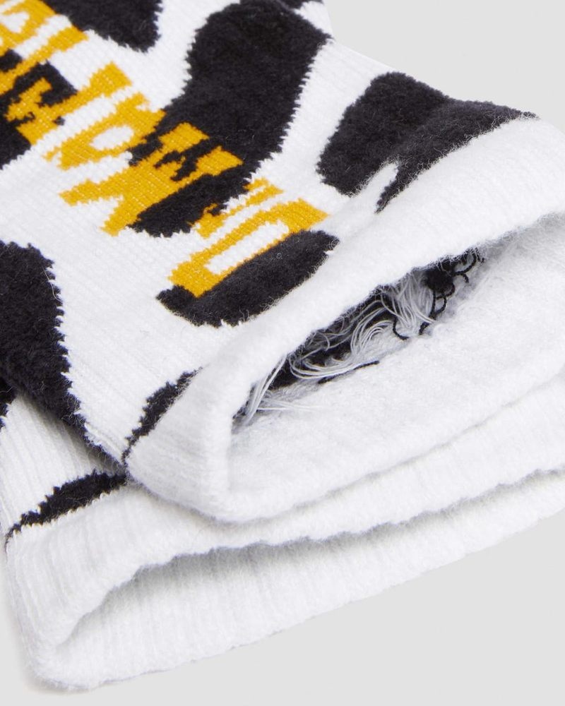 Dr Doc Martens Vertical Logo Cow Print Algodon Blend Socks (Algodon Blend) Black+White | YP61-K5LD