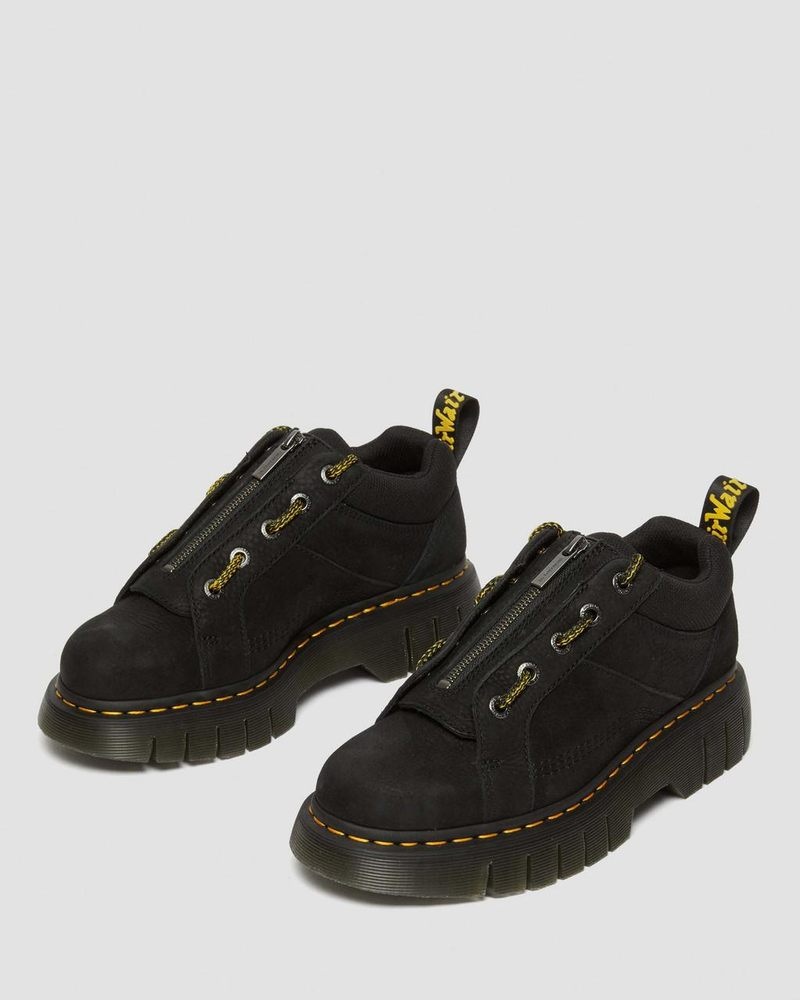 Dr Doc Martens Woodard Tumbled Nubuck Cuero Low Casuales Boots (Titan) Negros | CN89-Z1JC