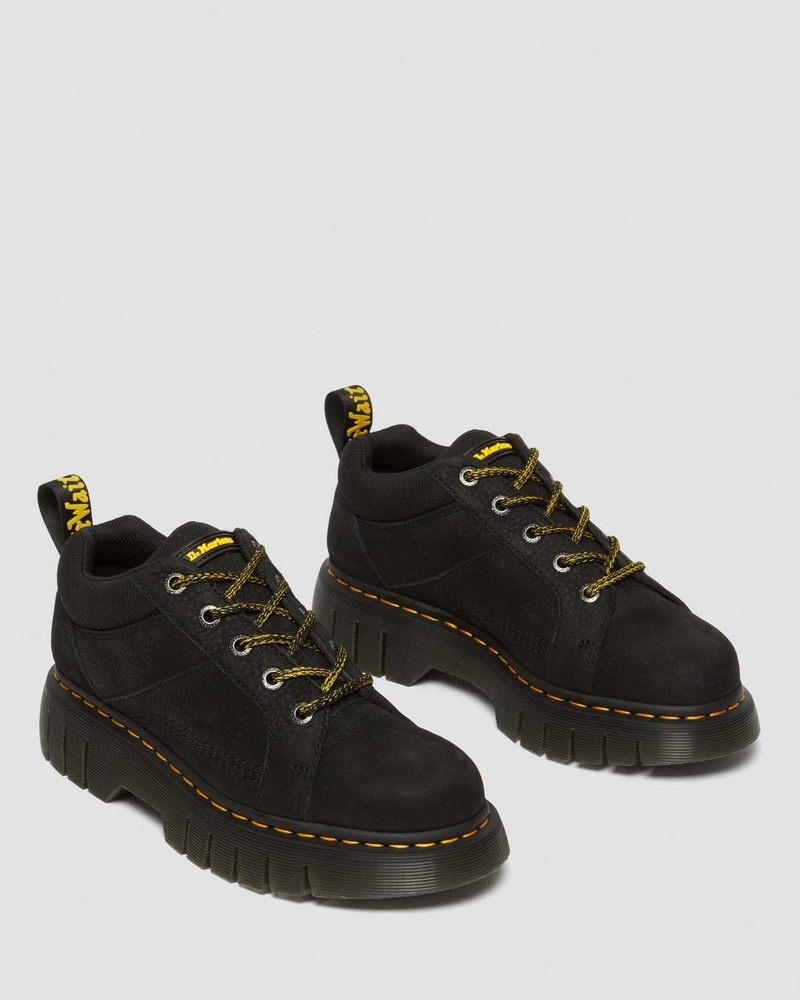 Dr Doc Martens Woodard Tumbled Nubuck Cuero Low Casuales Boots (Titan) Negros | CN89-Z1JC