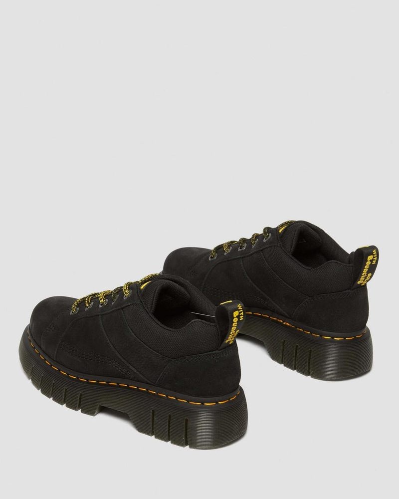 Dr Doc Martens Woodard Tumbled Nubuck Cuero Low Casuales Boots (Titan) Negros | CN89-Z1JC