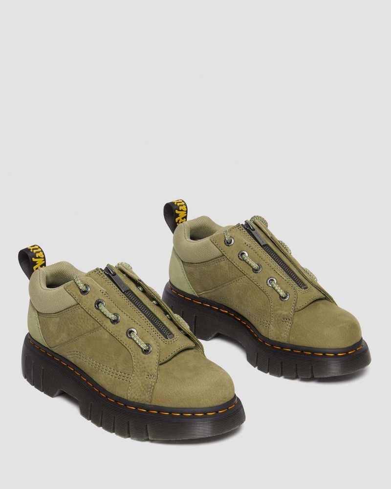 Dr Doc Martens Woodard Tumbled Nubuck Cuero Low Casuales Boots (Titan) Verde Oliva | QD89-Q8WM