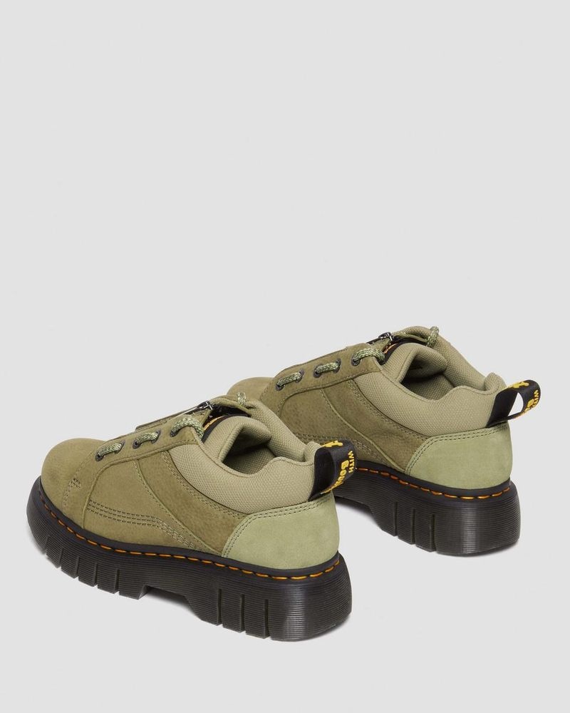 Dr Doc Martens Woodard Tumbled Nubuck Cuero Low Casuales Boots (Titan) Verde Oliva | QD89-Q8WM