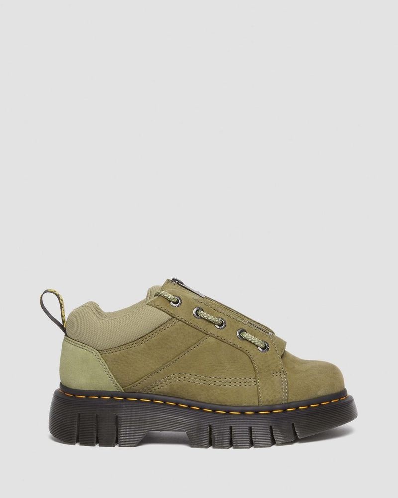 Dr Doc Martens Woodard Tumbled Nubuck Cuero Low Casuales Boots (Titan) Verde Oliva | QD89-Q8WM