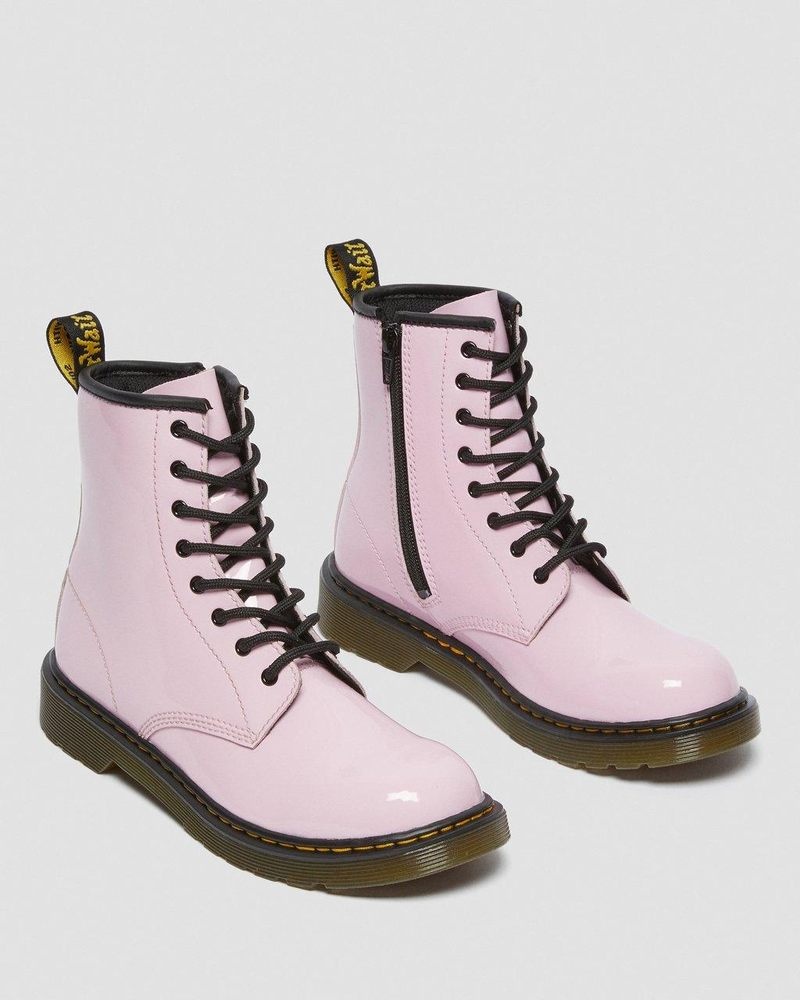 Dr Doc Martens Youth 1460 Charol Cuero Encaje Up Boots (Charol Cuero) Rosas | AD46-M8GP