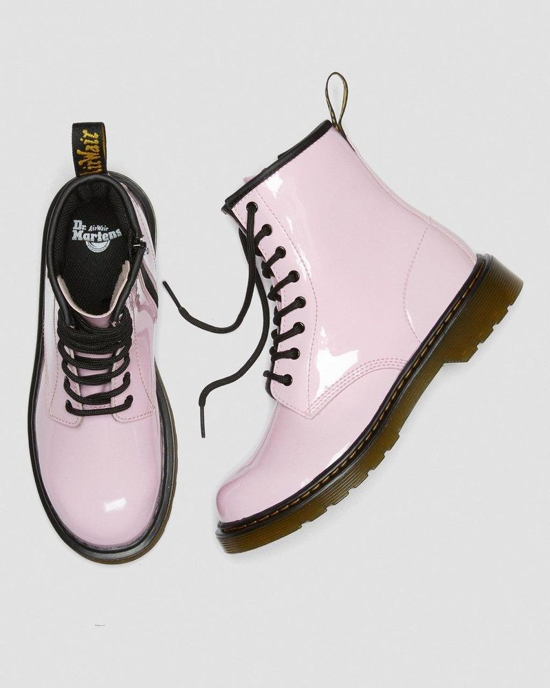 Dr Doc Martens Youth 1460 Charol Cuero Encaje Up Boots (Charol Cuero) Rosas | AD46-M8GP