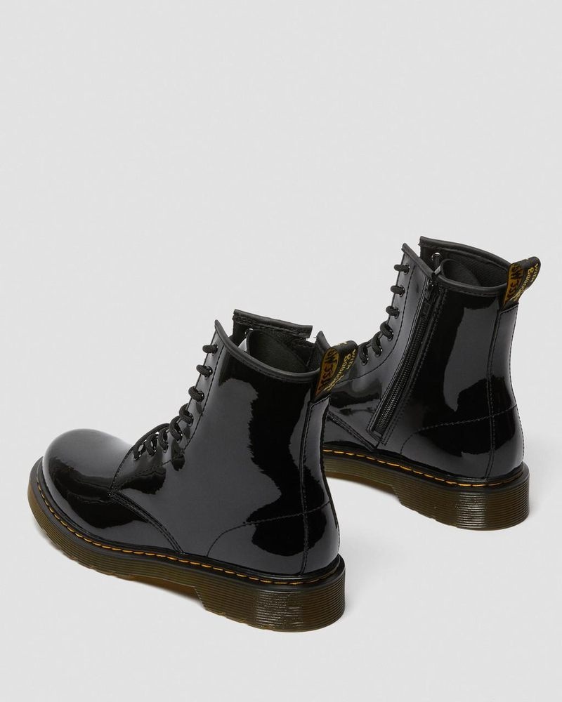 Dr Doc Martens Youth 1460 Charol Cuero Encaje Up Boots (Charol Cuero) Negros | PF51-R0JG