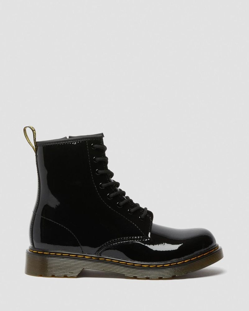 Dr Doc Martens Youth 1460 Charol Cuero Encaje Up Boots (Charol Cuero) Negros | PF51-R0JG