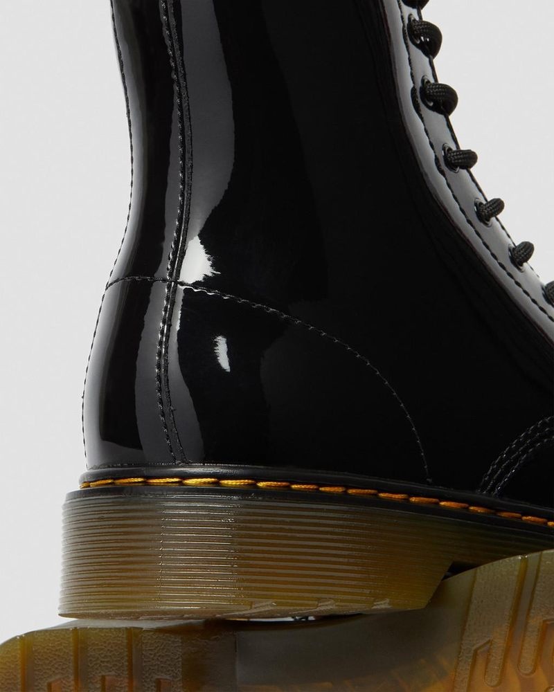 Dr Doc Martens Youth 1460 Charol Cuero Encaje Up Boots (Charol Cuero) Negros | PF51-R0JG