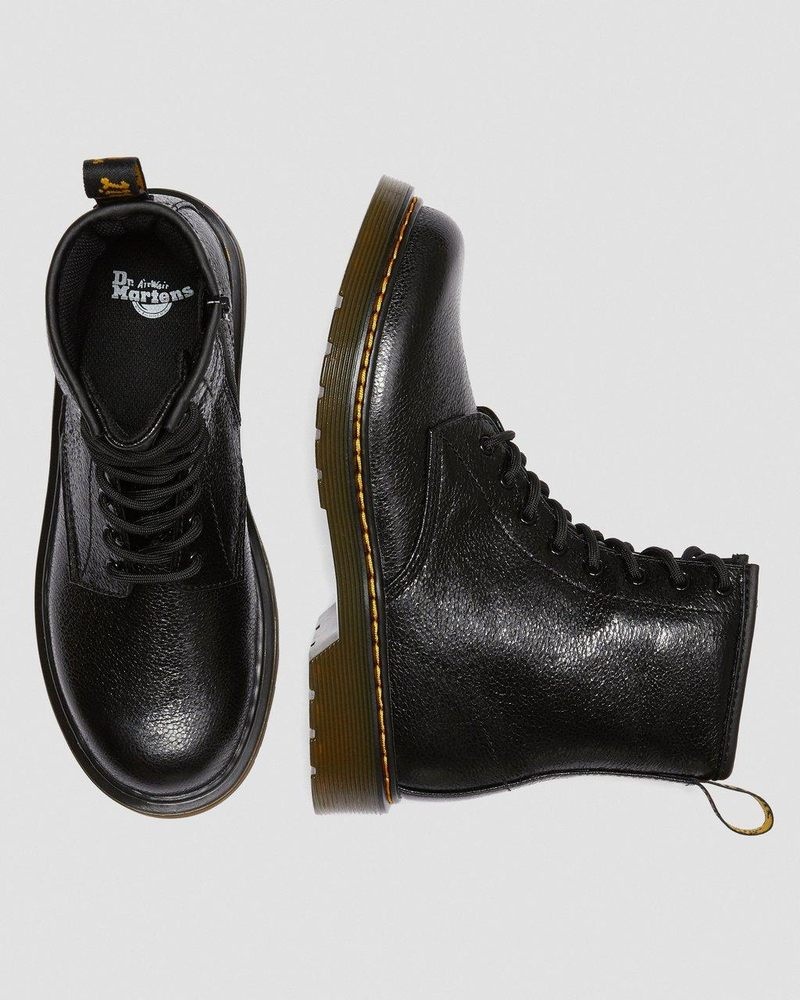 Dr Doc Martens Youth 1460 Crinkle Metallic Encaje Up Boots (Disco Crinkle) Negros | HI76-T7QG