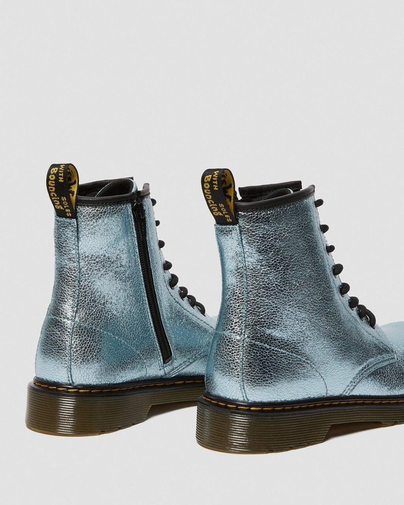 Dr Doc Martens Youth 1460 Crinkle Metallic Encaje Up Boots (Disco Crinkle) Teal | EY50-Y2RT