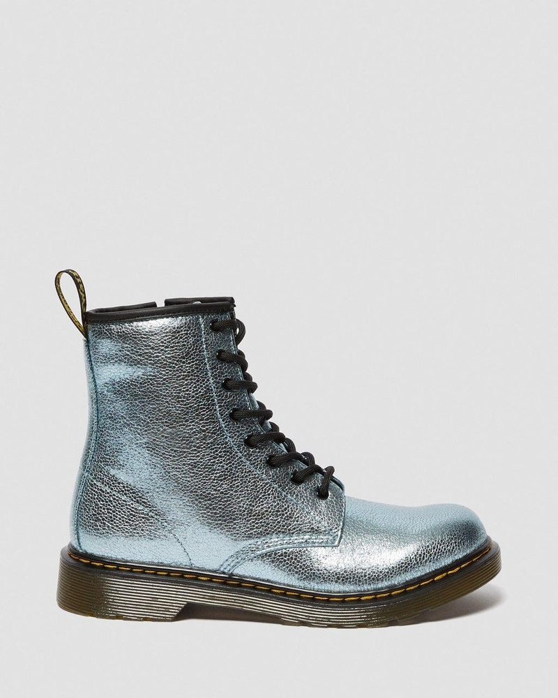 Dr Doc Martens Youth 1460 Crinkle Metallic Encaje Up Boots (Disco Crinkle) Teal | EY50-Y2RT