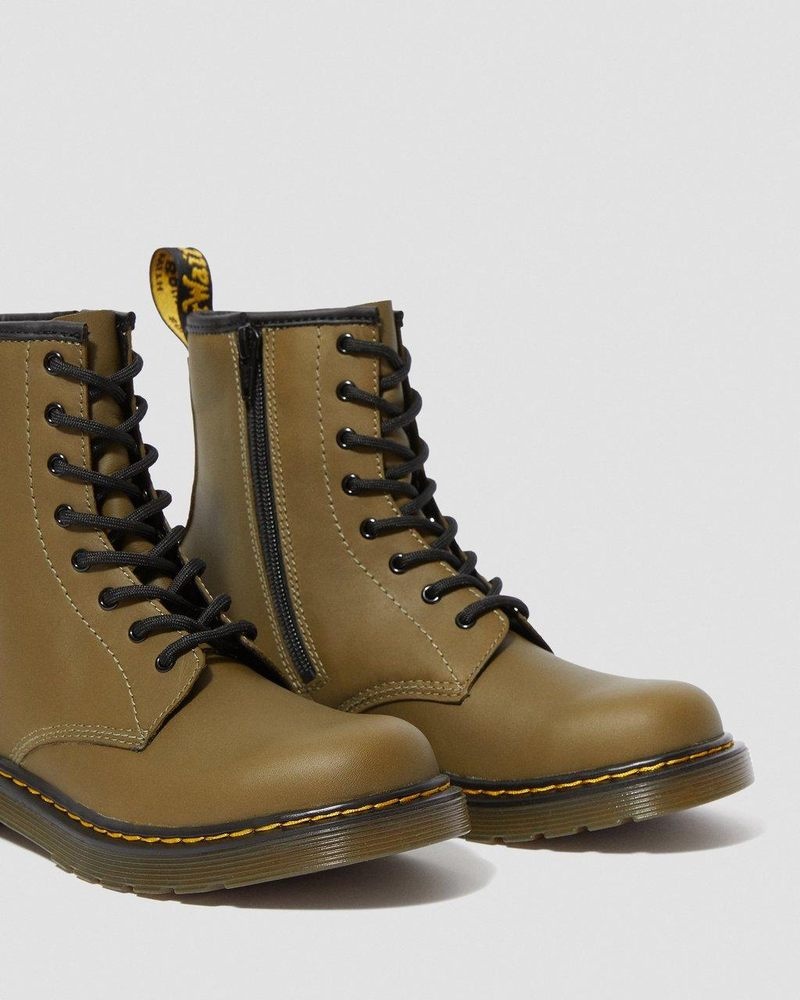 Dr Doc Martens Youth 1460 Cuero Encaje Up Boots (Romario) Verde Oliva | JL25-N2CP