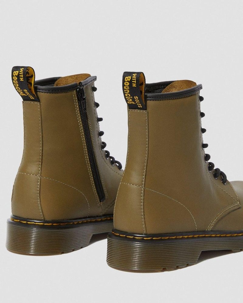 Dr Doc Martens Youth 1460 Cuero Encaje Up Boots (Romario) Verde Oliva | JL25-N2CP