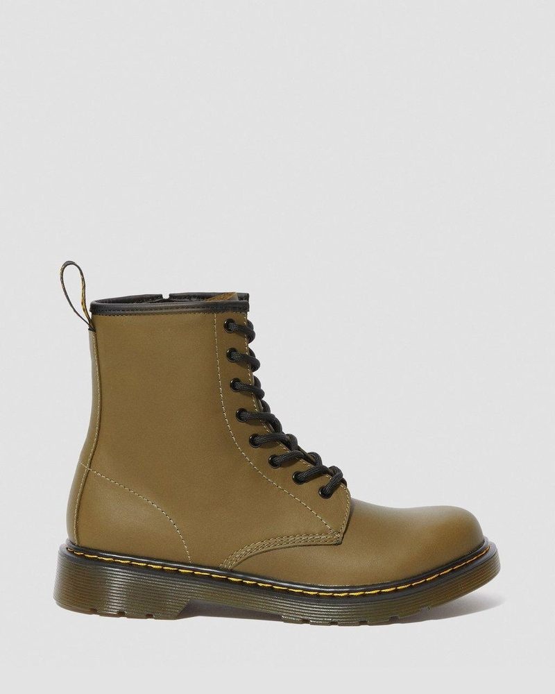 Dr Doc Martens Youth 1460 Cuero Encaje Up Boots (Romario) Verde Oliva | JL25-N2CP