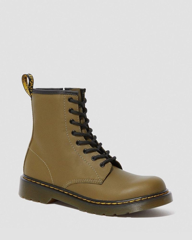 Dr Doc Martens Youth 1460 Cuero Encaje Up Boots (Romario) Verde Oliva | JL25-N2CP