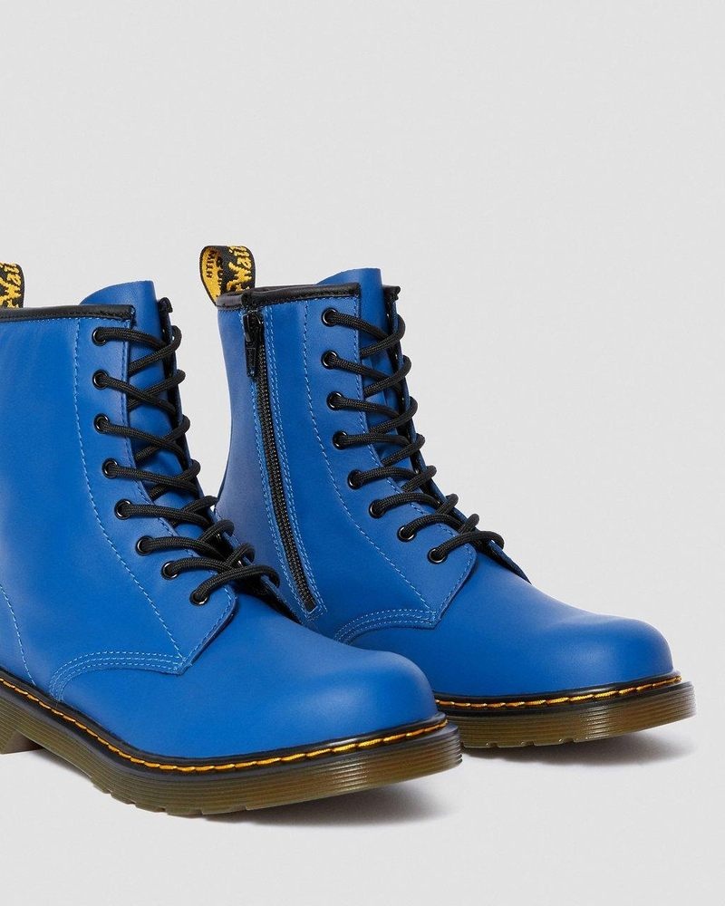 Dr Doc Martens Youth 1460 Cuero Encaje Up Boots (Romario) Azules | LT39-U0JF