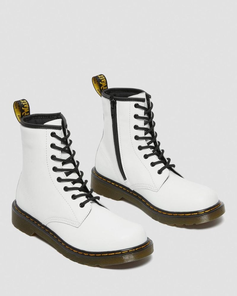 Dr Doc Martens Youth 1460 Cuero Encaje Up Boots (Romario) Blancos | JZ13-D9WD