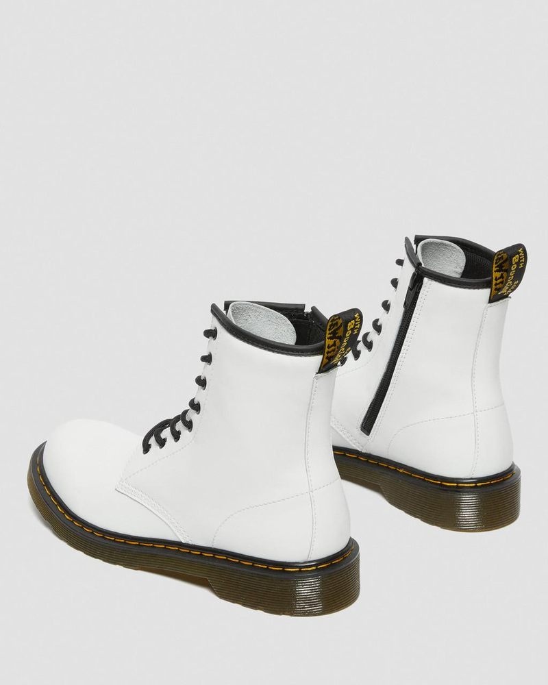 Dr Doc Martens Youth 1460 Cuero Encaje Up Boots (Romario) Blancos | JZ13-D9WD