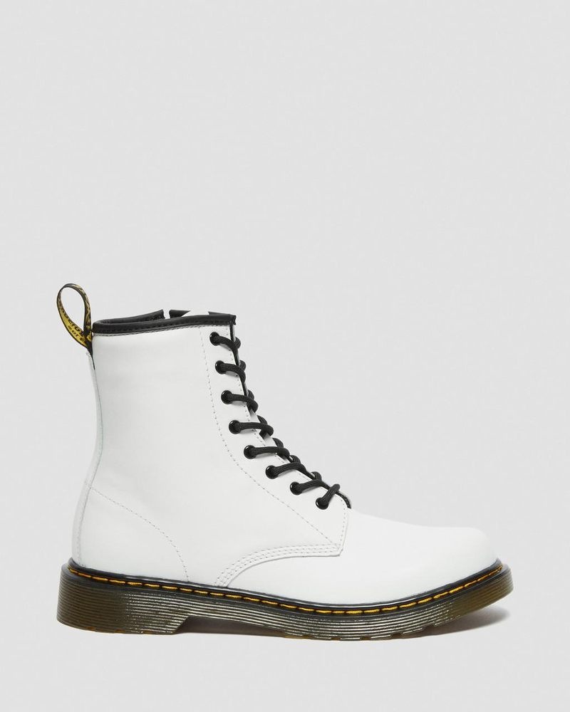 Dr Doc Martens Youth 1460 Cuero Encaje Up Boots (Romario) Blancos | JZ13-D9WD