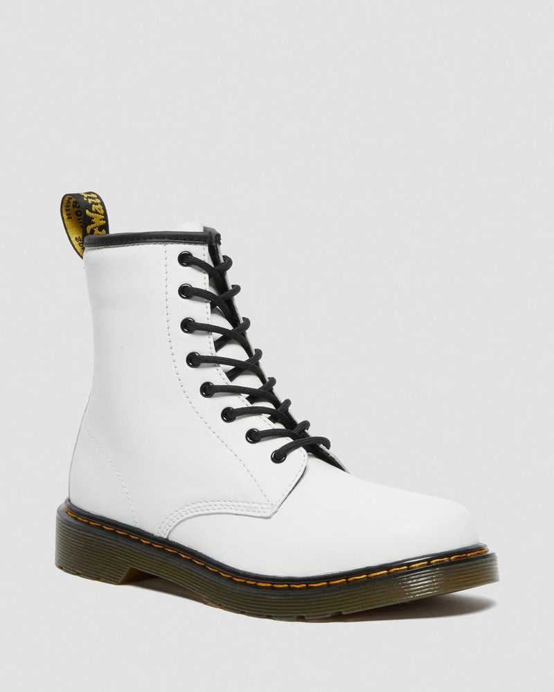 Dr Doc Martens Youth 1460 Cuero Encaje Up Boots (Romario) Blancos | JZ13-D9WD