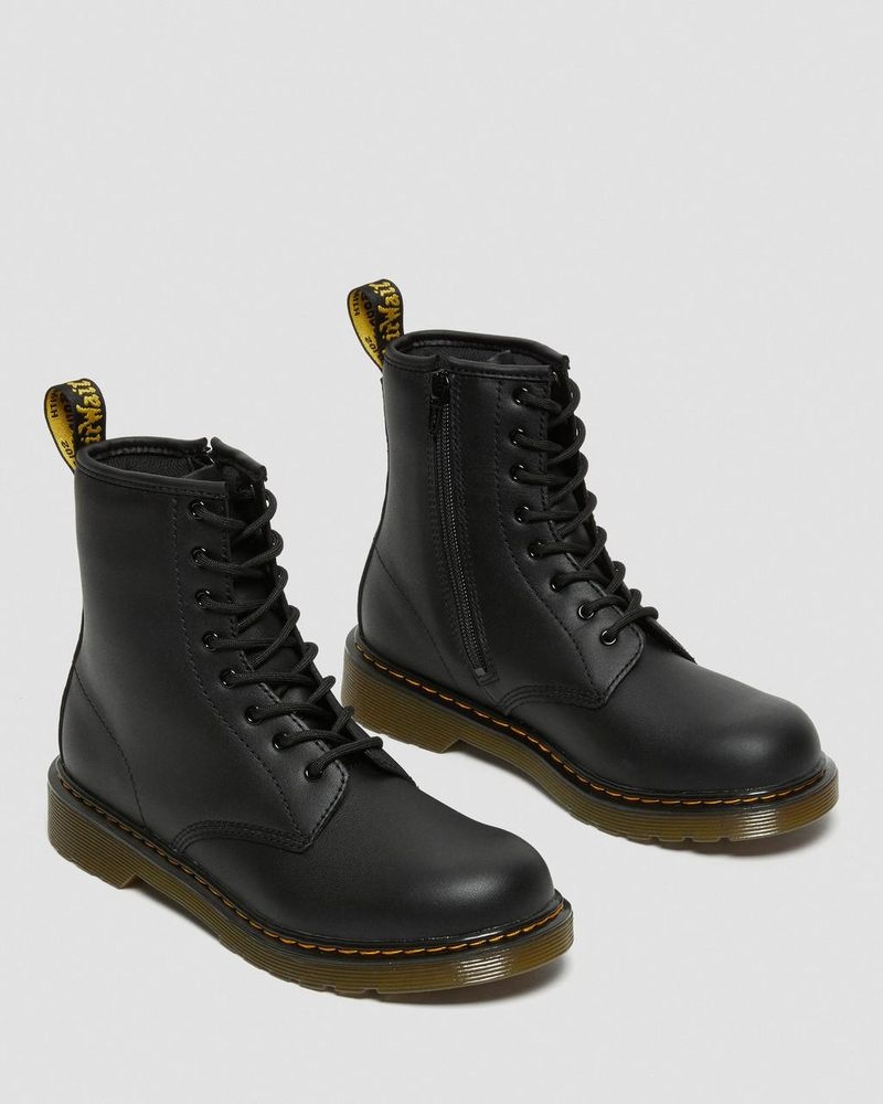 Dr Doc Martens Youth 1460 Softy T Cuero Encaje Up Boots (Softy T) Negros | FB68-N9SS