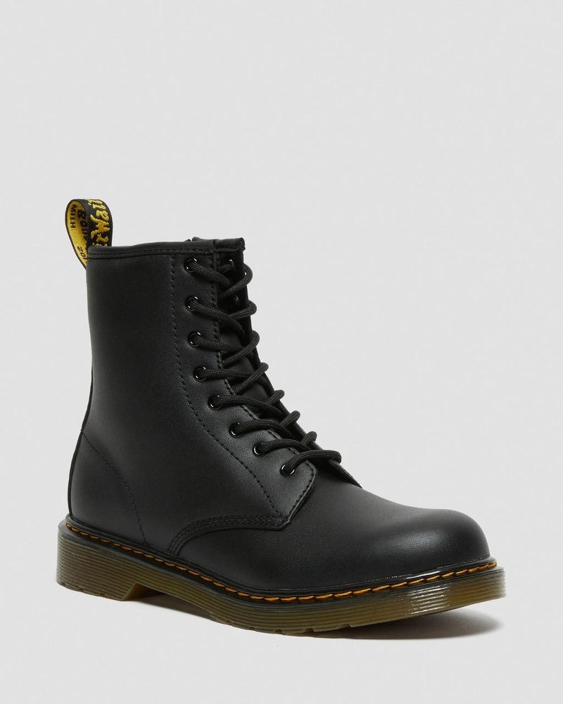 Dr Doc Martens Youth 1460 Softy T Cuero Encaje Up Boots (Softy T) Negros | FB68-N9SS