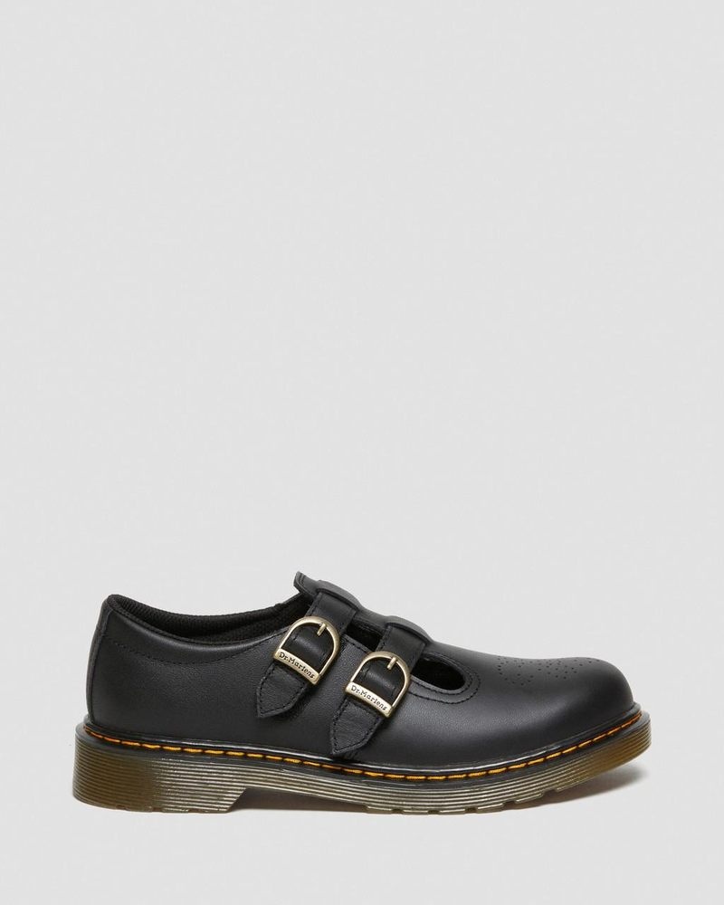 Dr Doc Martens Youth 8065 Softy T Cuero Mary Jane Shoes (Softy T) Negros | CE63-X3TH