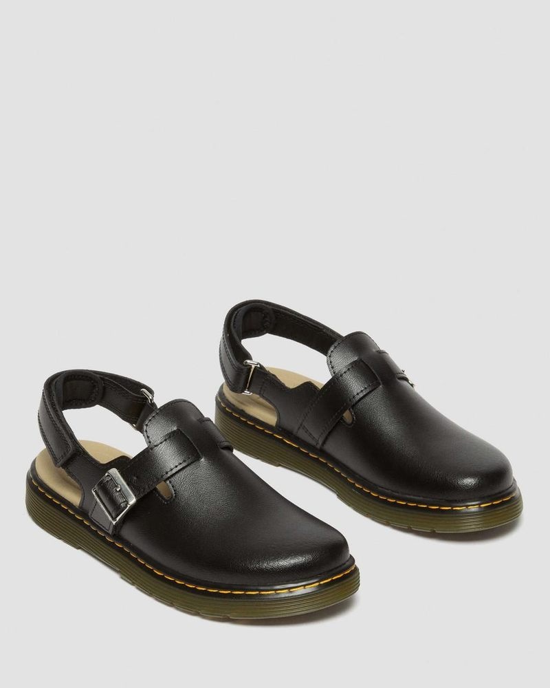 Dr Doc Martens Youth Jorgie Cuero Destalonadas Mules (T Lamper) Negros | VG38-V6UT