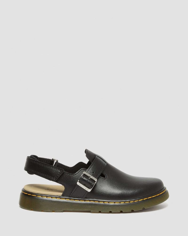 Dr Doc Martens Youth Jorgie Cuero Destalonadas Mules (T Lamper) Negros | VG38-V6UT