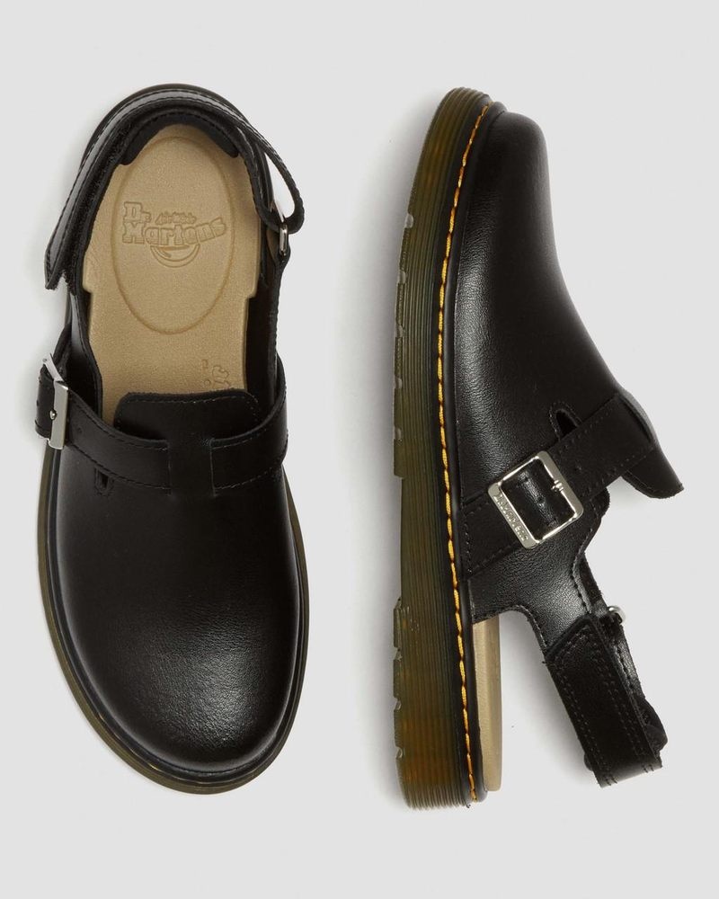 Dr Doc Martens Youth Jorgie Cuero Destalonadas Mules (T Lamper) Negros | VG38-V6UT