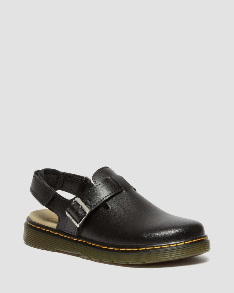 Dr Doc Martens Youth Jorgie Cuero Destalonadas Mules (T Lamper) Negros | VG38-V6UT