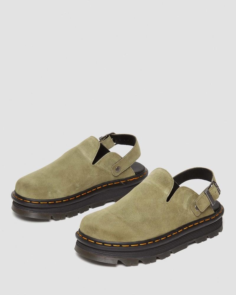 Dr Doc Martens Zebzag Gamuza Casuales Destalonadas Plataforma Mules (E.H.Gamuza) Verde Oliva | OG43-D3OW