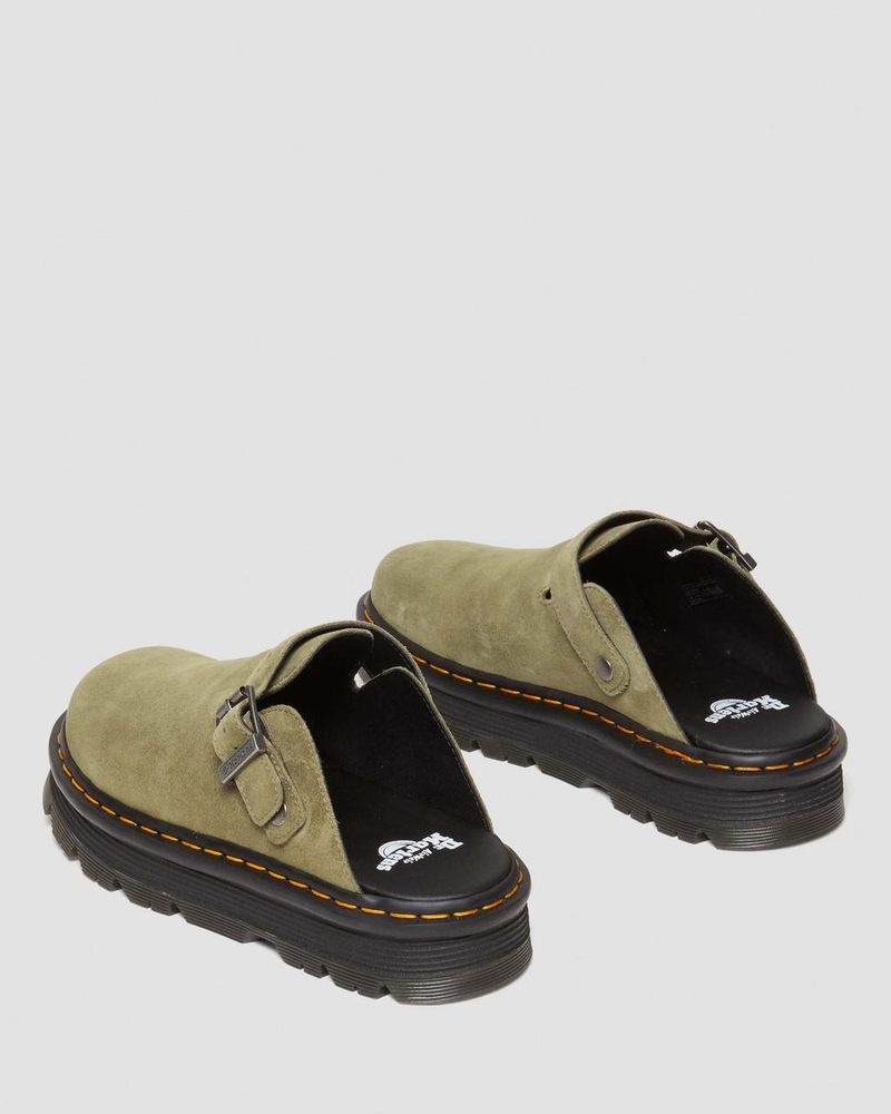 Dr Doc Martens Zebzag Gamuza Casuales Destalonadas Plataforma Mules (E.H.Gamuza) Verde Oliva | OG43-D3OW