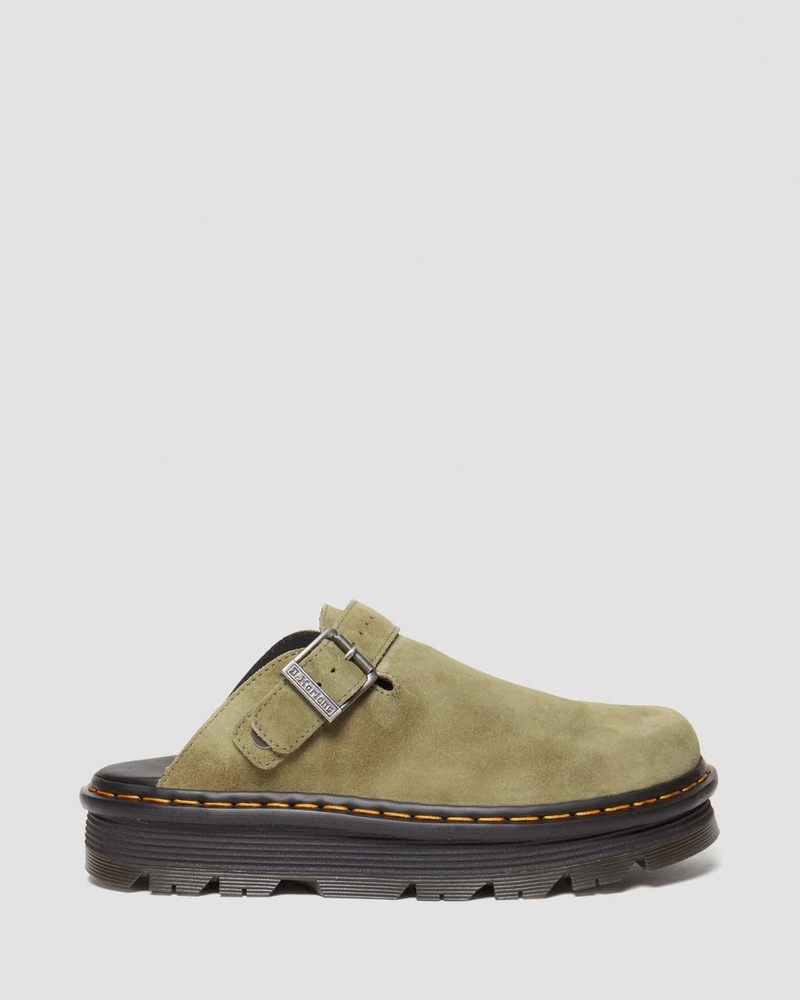 Dr Doc Martens Zebzag Gamuza Casuales Destalonadas Plataforma Mules (E.H.Gamuza) Verde Oliva | OG43-D3OW