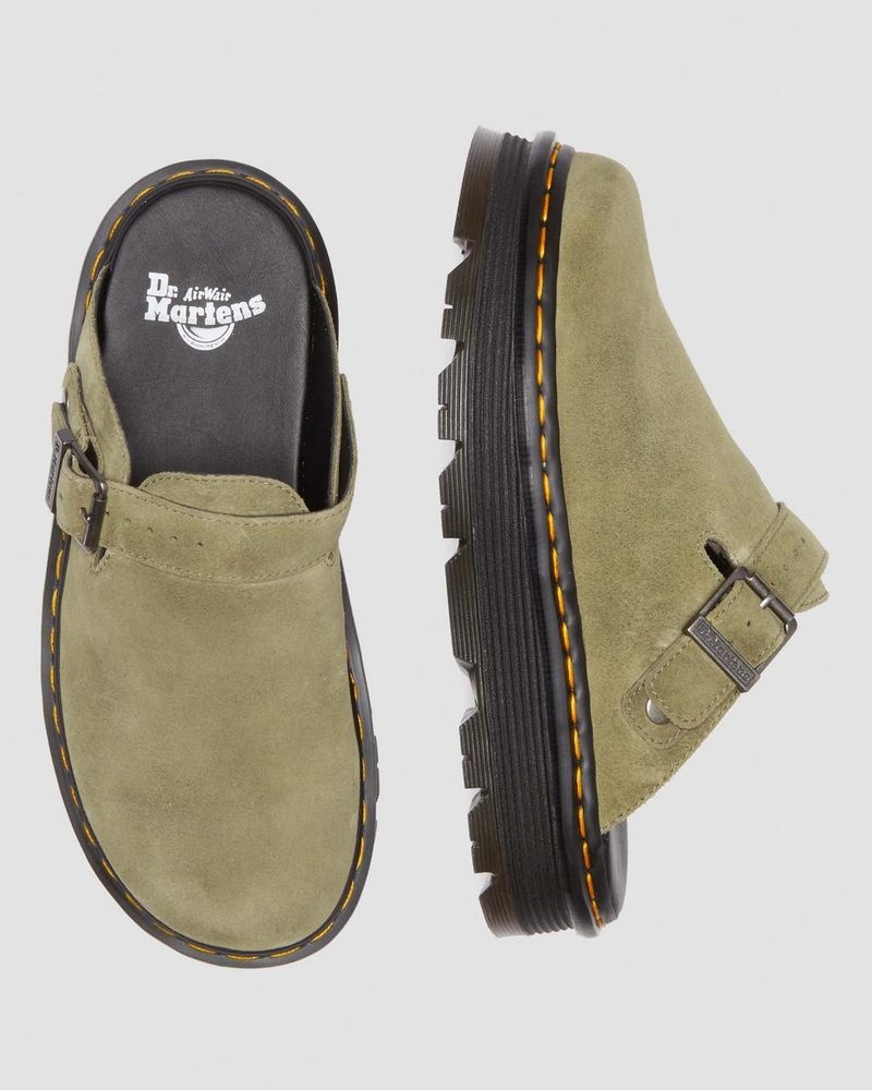 Dr Doc Martens Zebzag Gamuza Casuales Destalonadas Plataforma Mules (E.H.Gamuza) Verde Oliva | OG43-D3OW