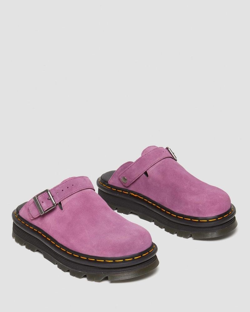 Dr Doc Martens Zebzag Gamuza Casuales Destalonadas Plataforma Mules (E.H.Gamuza) Morados | KZ74-M1DQ