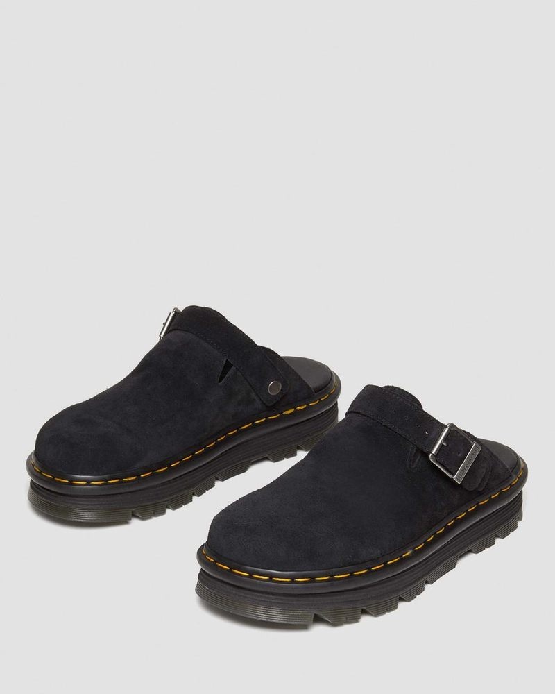 Dr Doc Martens Zebzag Gamuza Casuales Destalonadas Plataforma Mules (E.H.Gamuza) Negros | GK19-B1UH