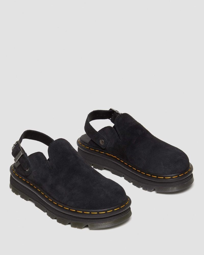 Dr Doc Martens Zebzag Gamuza Casuales Destalonadas Plataforma Mules (E.H.Gamuza) Negros | GK19-B1UH