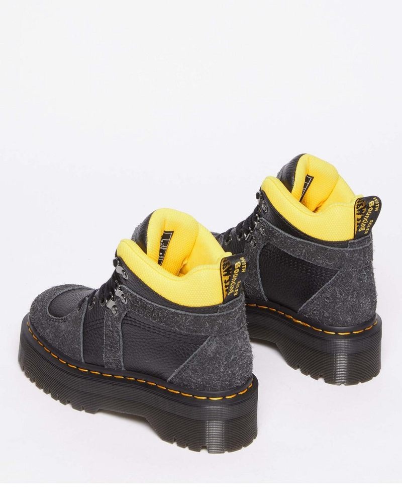 Dr Doc Martens Zuma Milled Nappa Cuero & Gamuza Hiker Estilo Boots Negros | UY41-X6ET